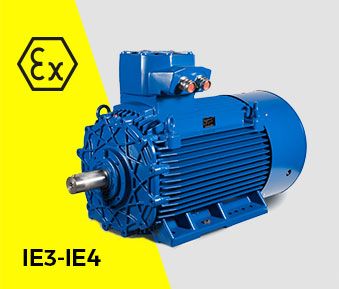 Motor eléctrico CEMP Serie E antiexplosivo certificado ATEX e IECEx, eficiencia IE3/IE4, protección IP66 y potencias hasta 375 kW para zonas peligrosas.